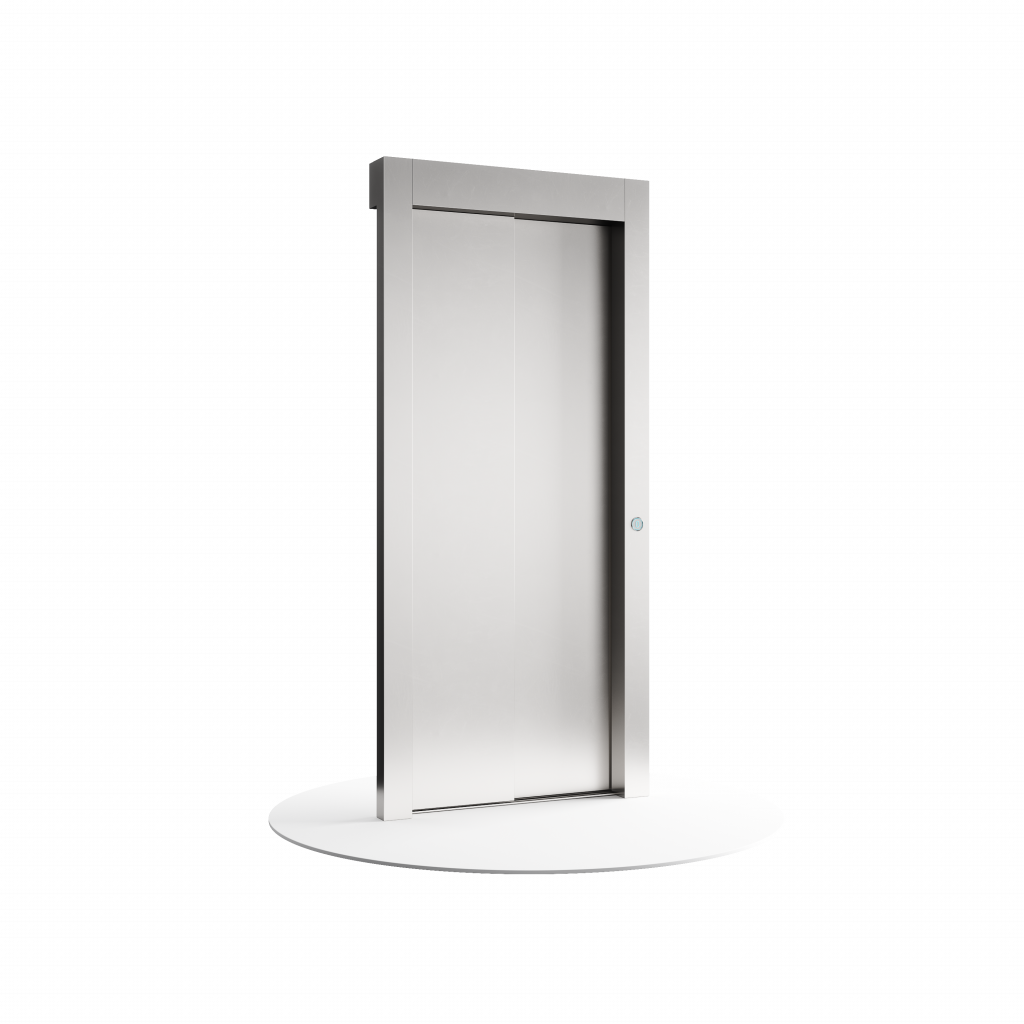 porta per home lift eltec lift, scorrevole. Tradizionale a due ante apertura laterale variante colore inox.